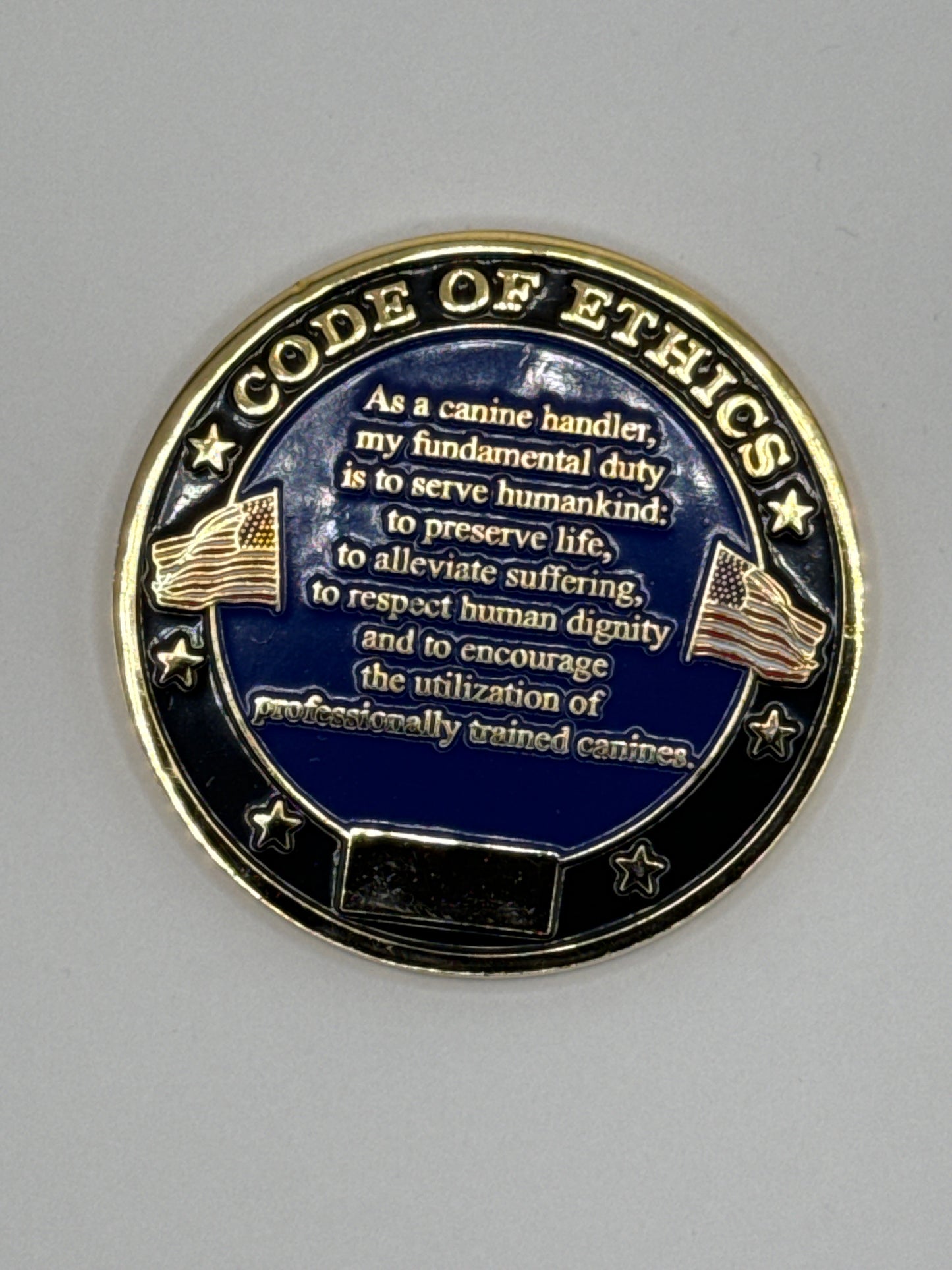 K9 Handler Search and Rescue Code of Ethics Police Challenge Coin