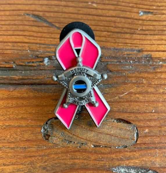Law Enforcement For the Cure Pink Ribbon 5 Point Star Pin