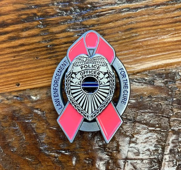 Law Enforcement For the Cure Pink Ribbon Shield Lapel Pin