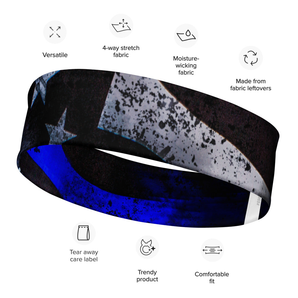 Thin Blue Line USA Wavy Flag Headband