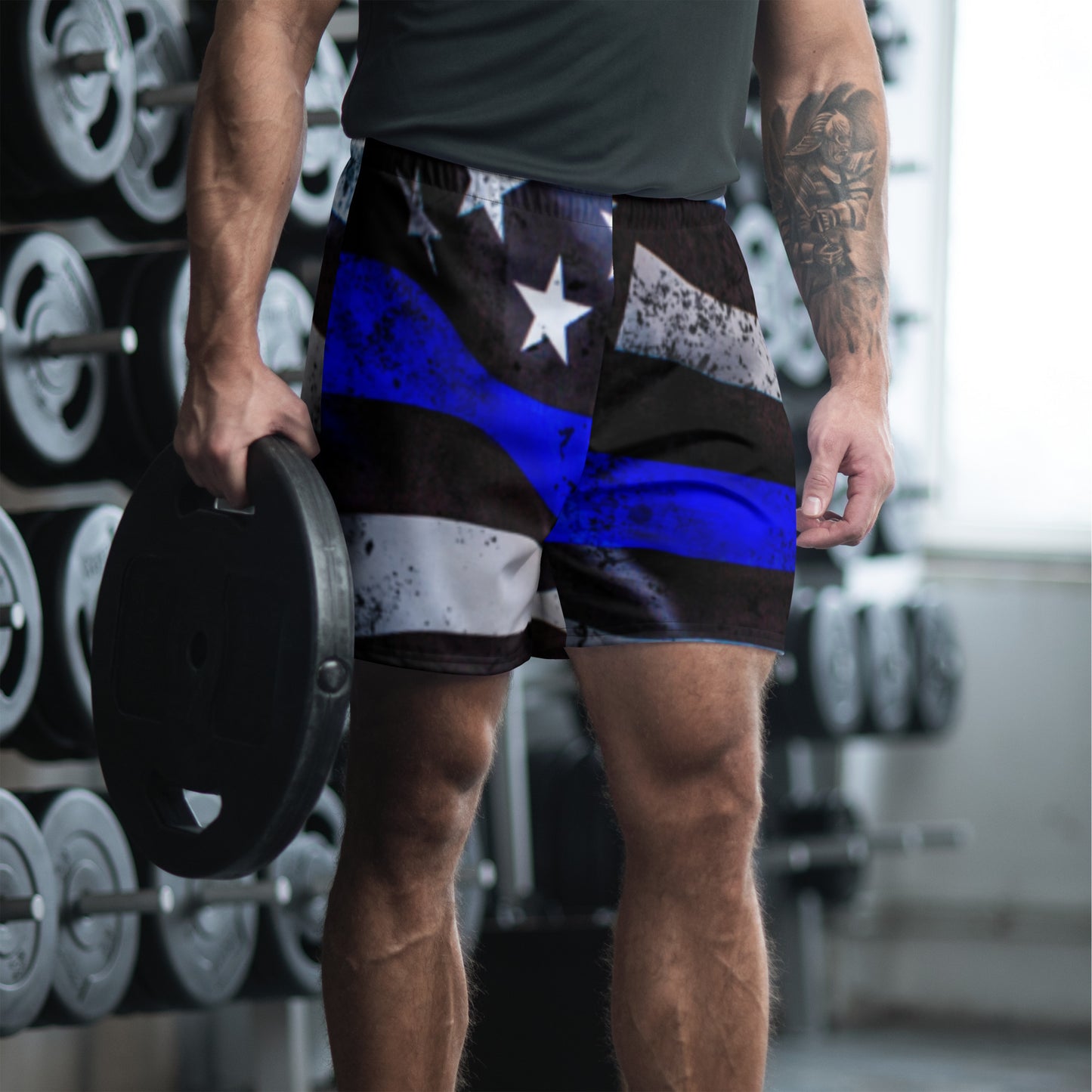 Thin Blue Line Flag Men's Athletic Long Shorts