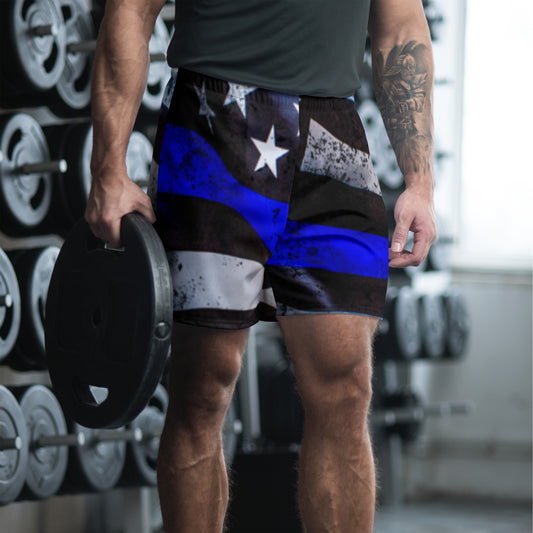 Thin Blue Line Flag Men's Athletic Long Shorts