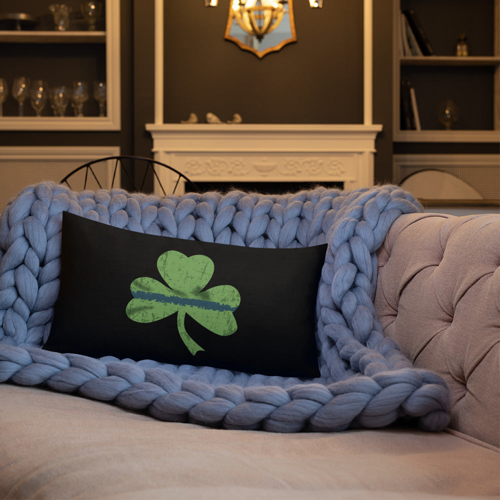 Thin Blue Line Shamrock Irish Premium Pillow