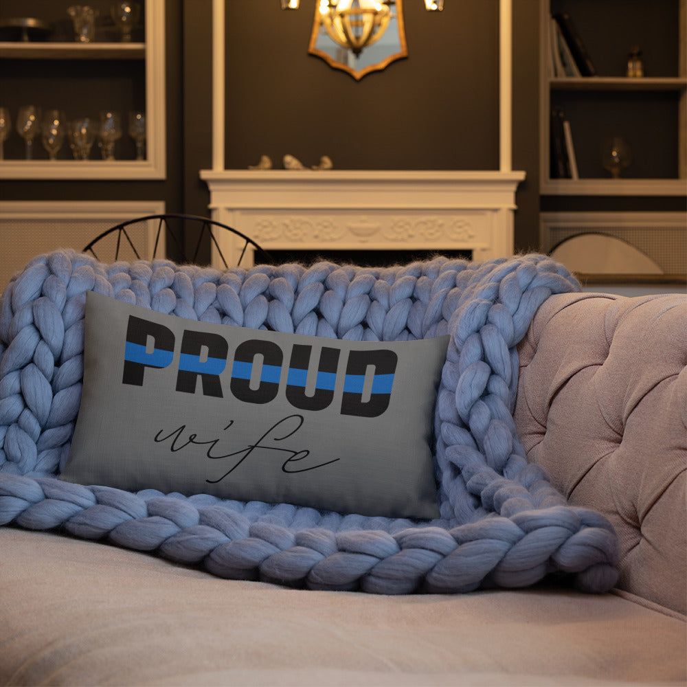 PROUD WIFE Thin Blue Line Premium Pillow