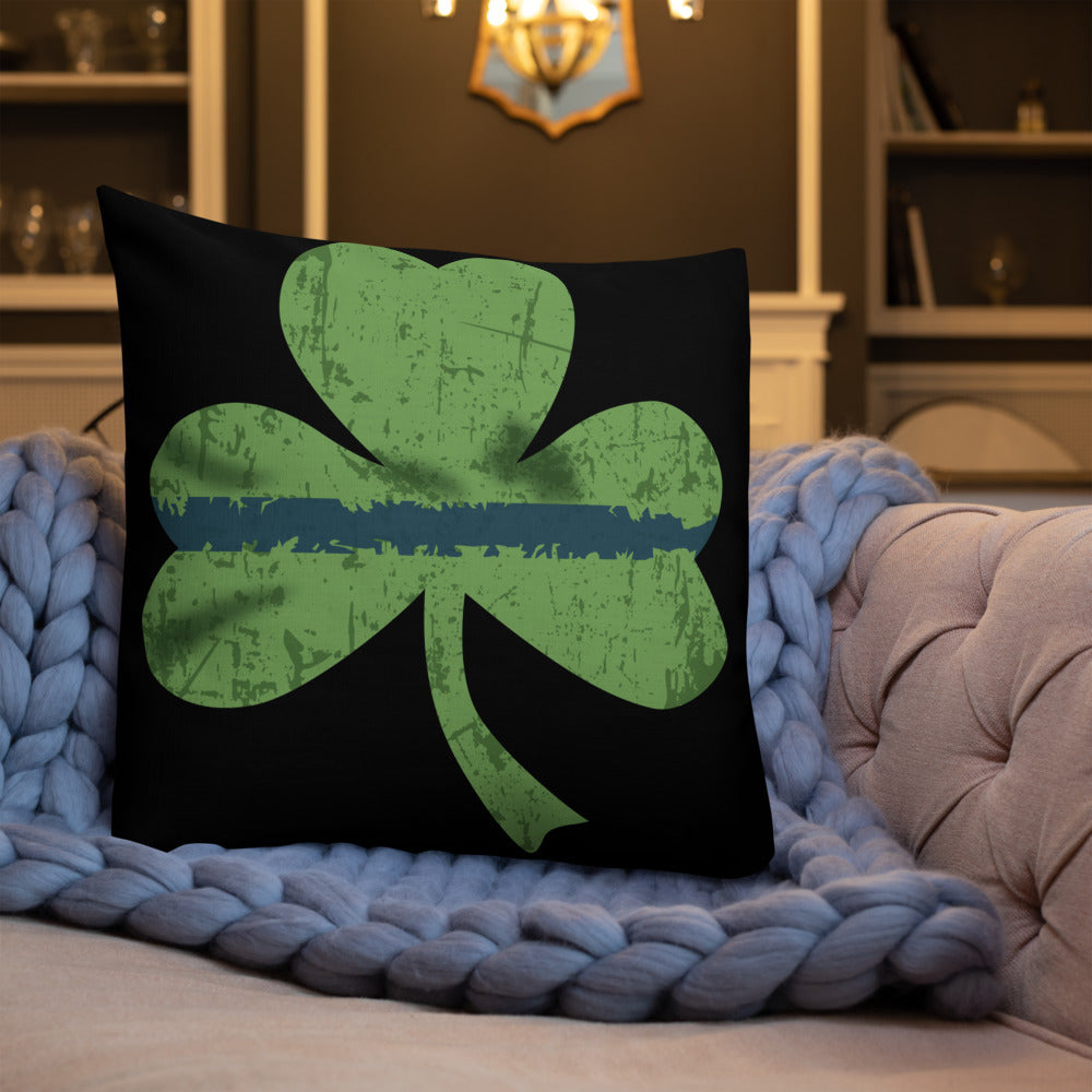 Thin Blue Line Shamrock Irish Premium Pillow