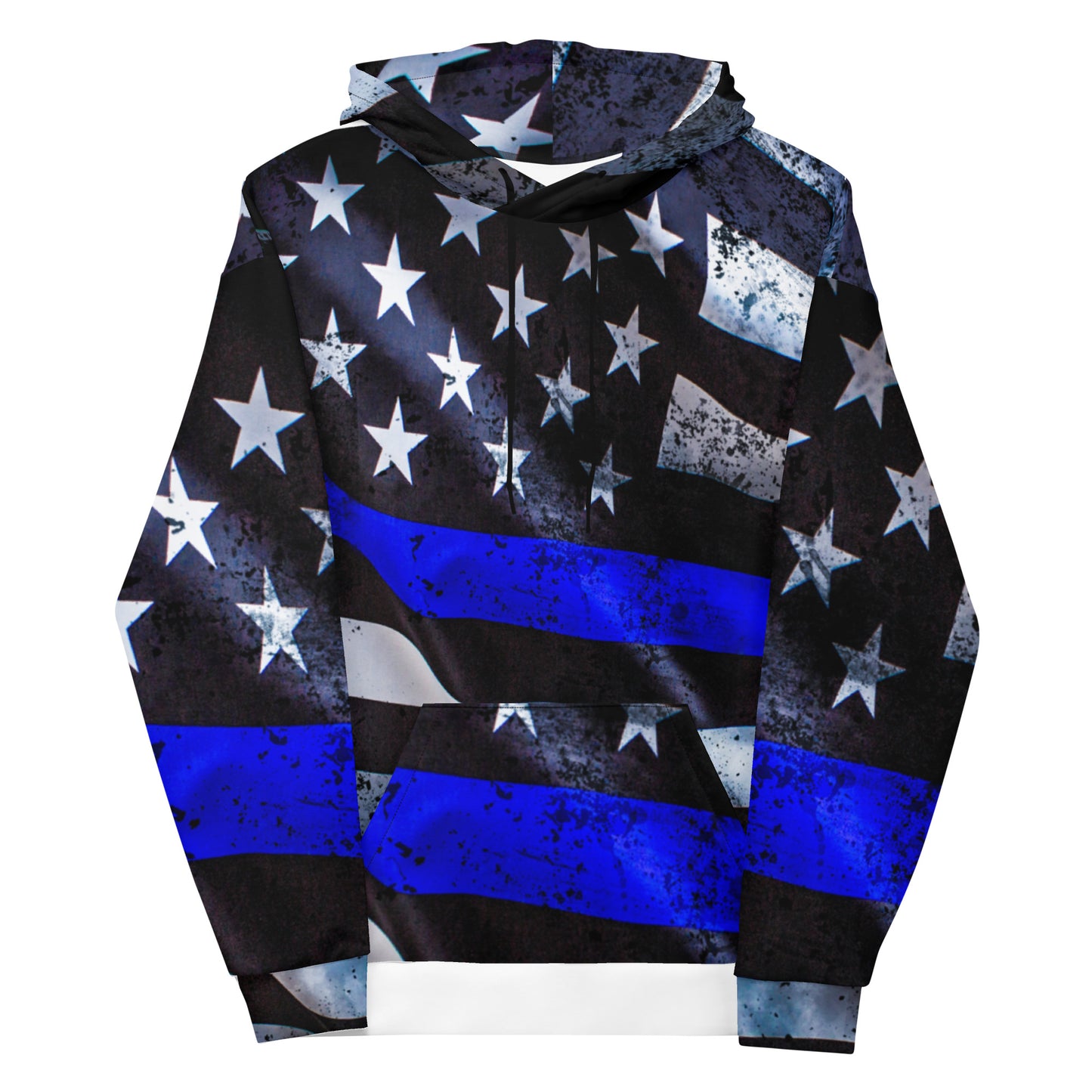 Thin Blue Line USA Wavy Flag Hoodie