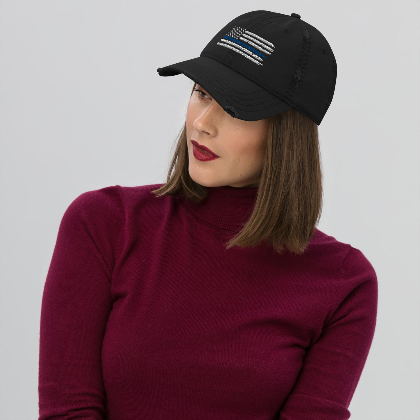 Thin Blue Line Flag Distressed Otto Hat
