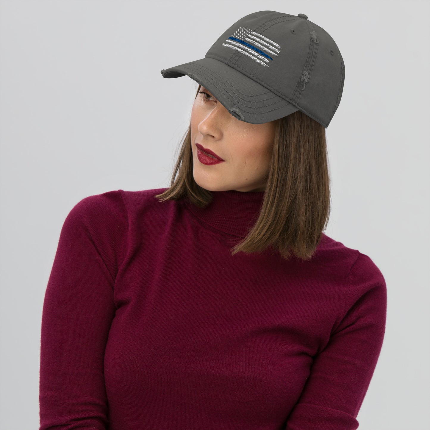 Thin Blue Line Flag Distressed Otto Hat