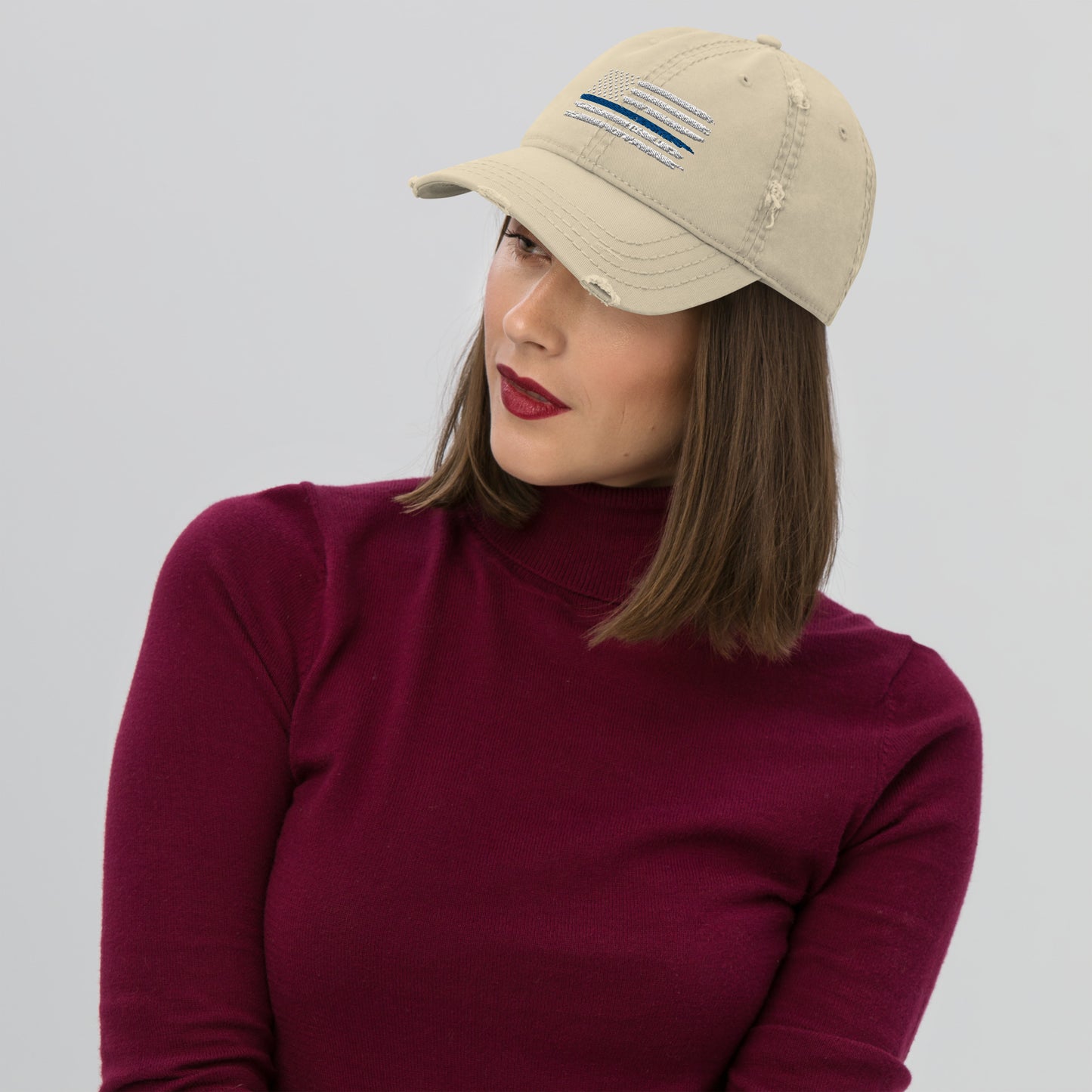 Thin Blue Line Flag Distressed Otto Hat