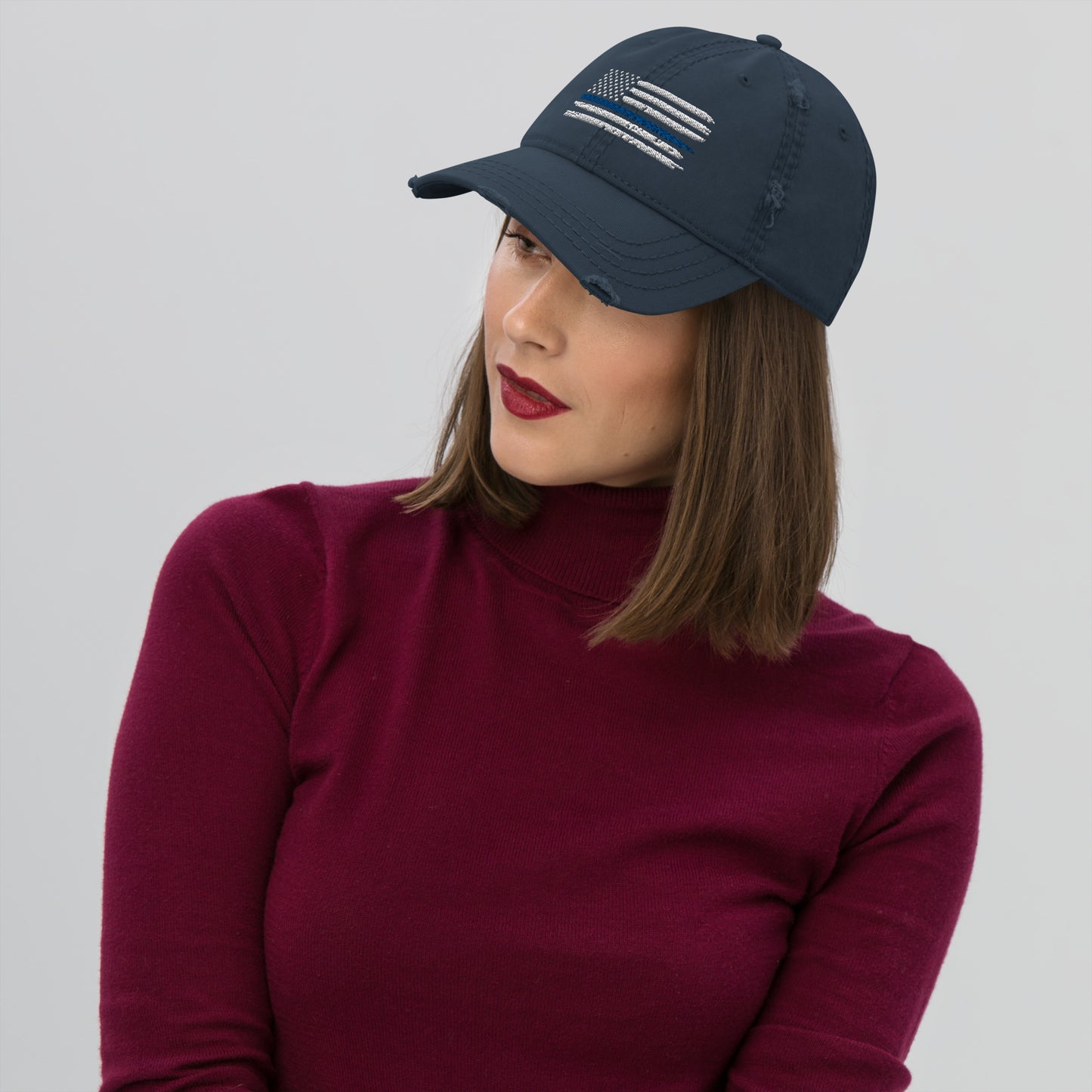 Thin Blue Line Flag Distressed Otto Hat