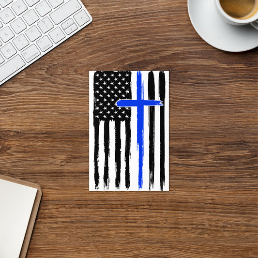 Thin Blue Line Cross Greeting card