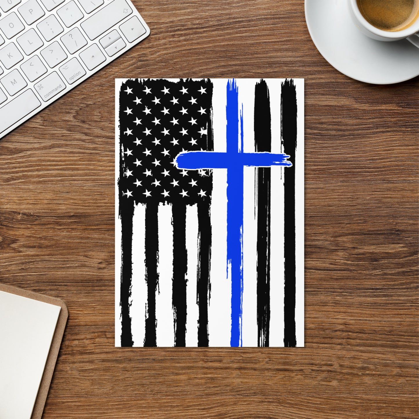 Thin Blue Line Cross Greeting card
