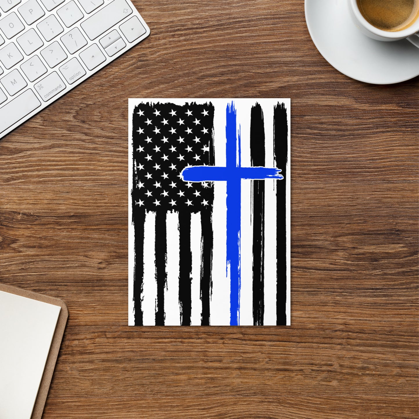 Thin Blue Line Cross Greeting card