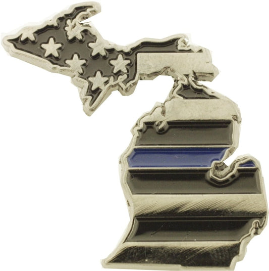 Michigan State Thin Blue Line USA Flag Pin SKU: PI300