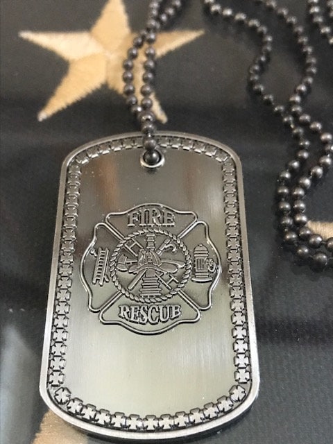 Firefighter's Prayer Fire Rescue Brushed Steel Dog Tag , Make a great Firefighter Gift Sku: DT010