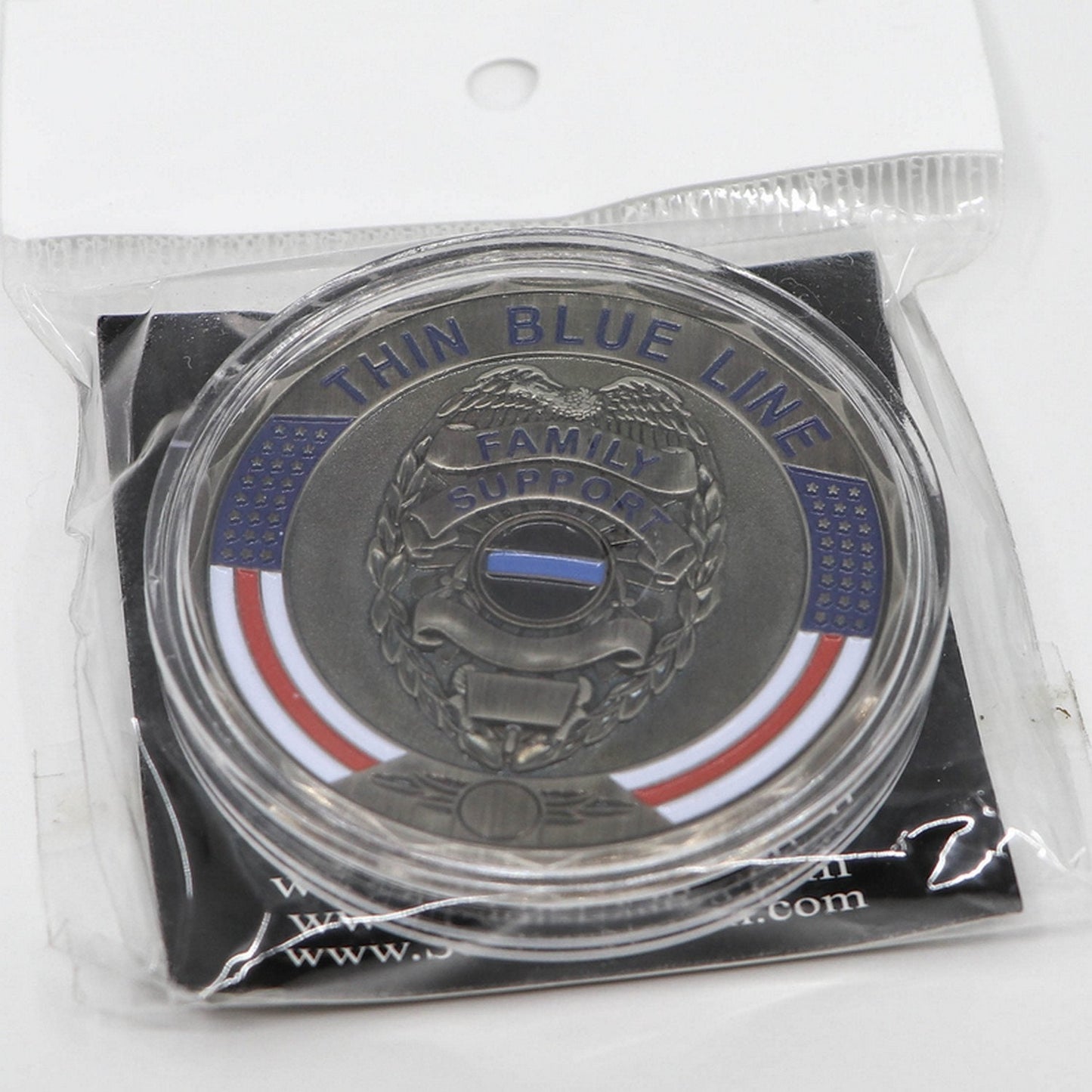 Thin Blue Line Police Family Support- Policeman's Prayer Challenge Coin
