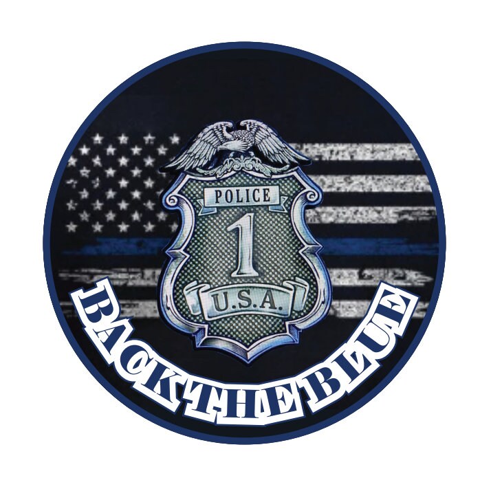 Back The Blue Thin Blue Line US Flag Shield Decal- 3 Sizes, 2 inch, 4 inch and 6 inch, great decals for cars/trucks, cell phones , laptops
