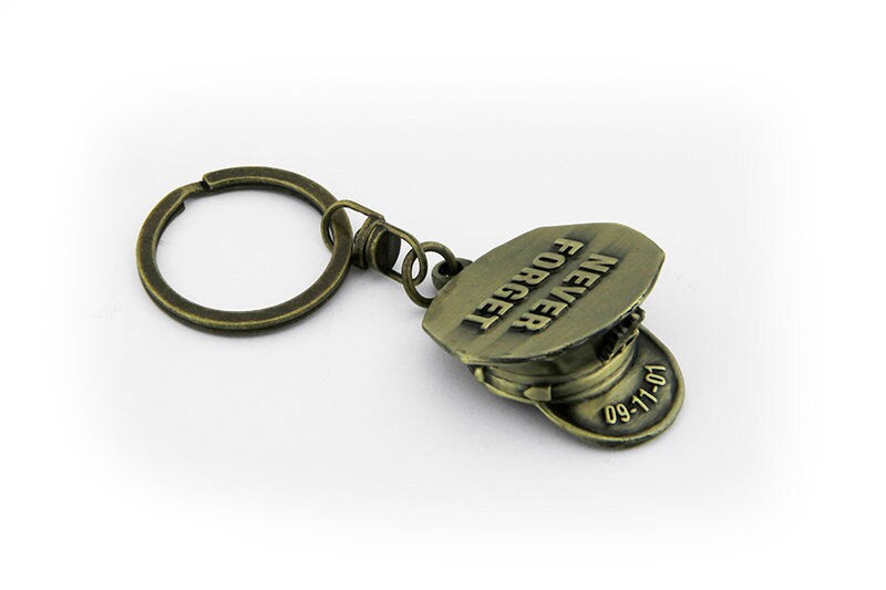 Remember 9/11 Police 3D Die Cast Hat Key Chain Never Forget Limited Edition