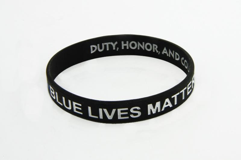 10 Pack | Blue Lives Matter Duty Honor and Courage Thin Blue Line Wristbands