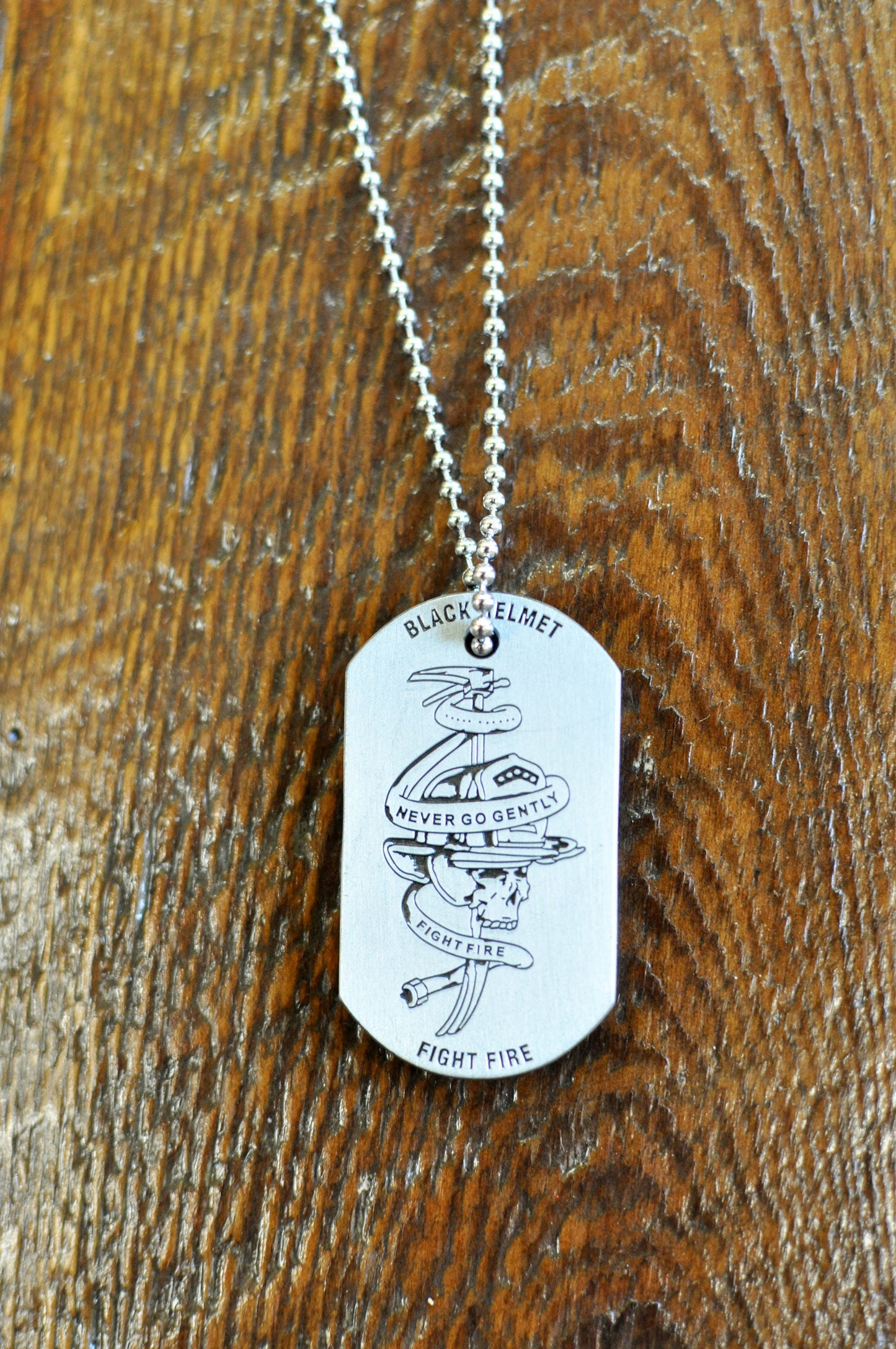 Accept The Challenge Never Go Gently Firefighter Dog Tag
