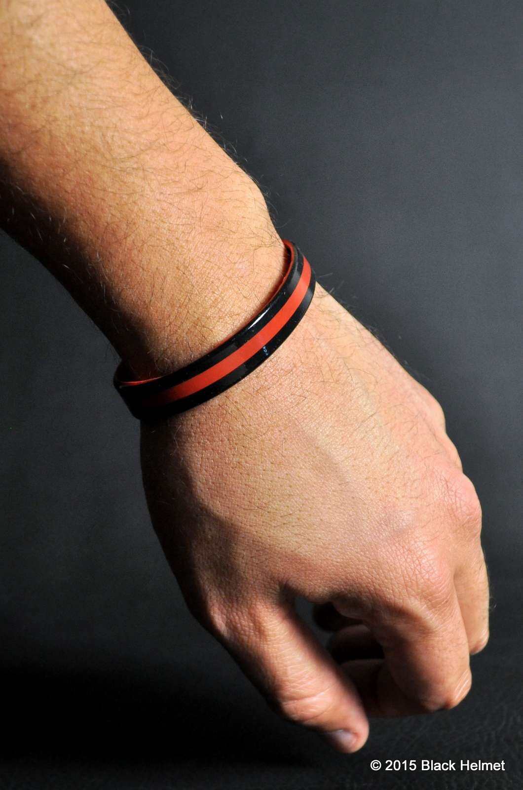 10 Pack Special | Thin Red Line Two Sided Silicone Wristbands Skull Logo Reverse Side