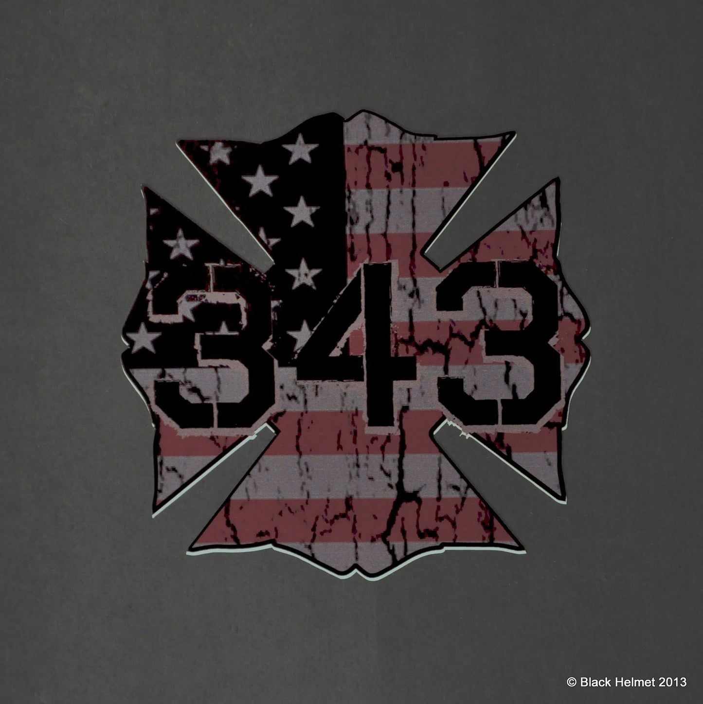2 Pack: Black Helmet 343 USA Maltese Cross Vehicle or Truck Laminated Decal | Memory of our Fallen Brothers and Sisters. 3.87″ × 4″