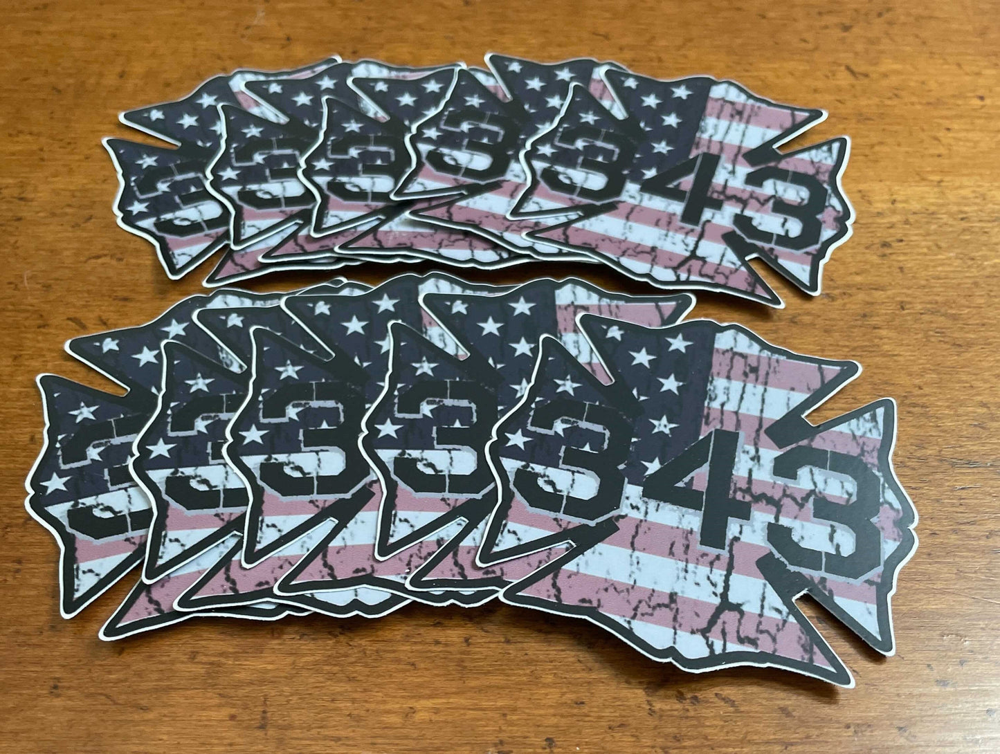 10 Pack: Black Helmet 343 USA Maltese Cross Vehicle or Truck Laminated Decal | Memory of our Fallen Brothers and Sisters. 3.87″ × 4″