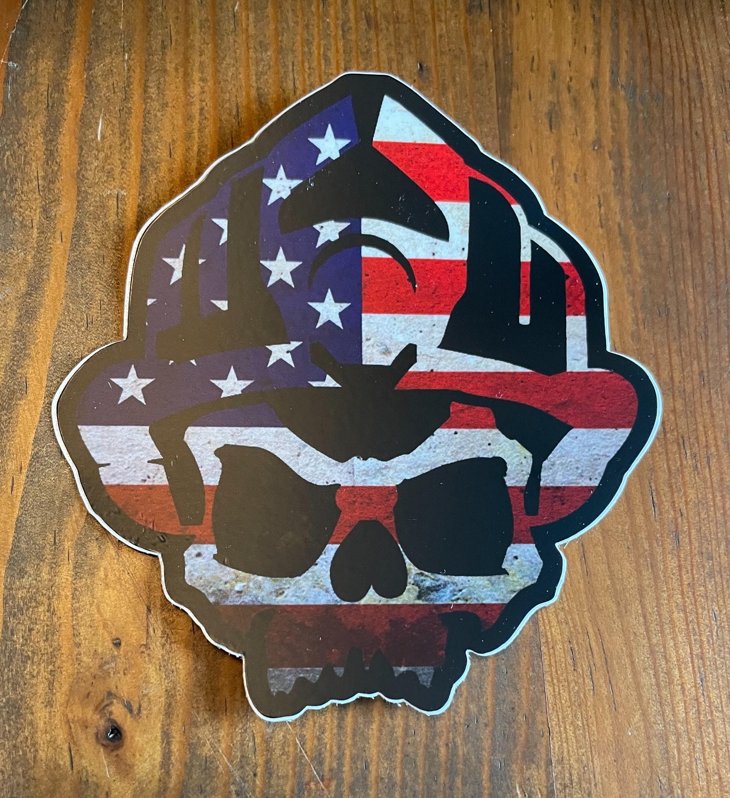 2 Pack: Black Helmet USA Flag Skull logo Firefighter Vehicle Decal- 3.73″ × 4″