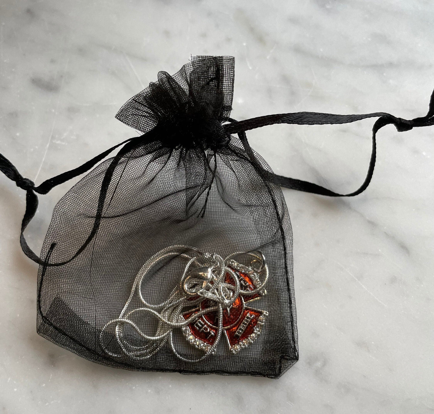 Fire Dept Shield Crystal Charm Pendant Necklace With 18 Inch Chain and Jewelry Pouch for Presentation.