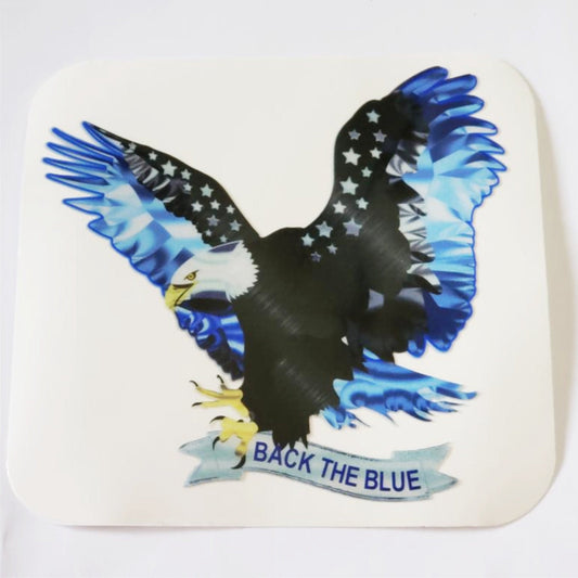 Back The Blue Thin Blue Line Flying Eagle Banner Reflective Decal