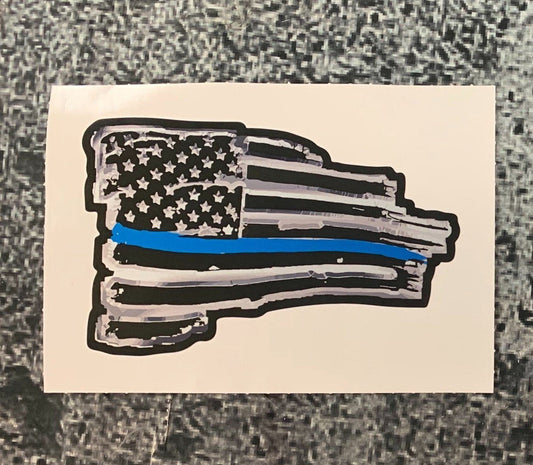 Thin Blue Line USA Wavy Tethered Reflective Flag Decal