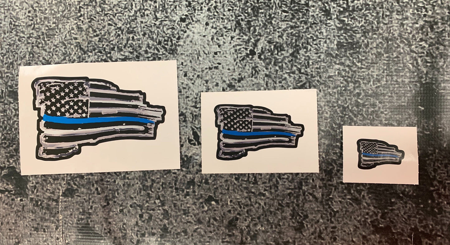 Thin Blue Line USA Wavy Tethered Reflective Flag Decal
