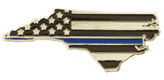 North Carolina State Thin Blue Line and USA Flag Pin SKU: PI283