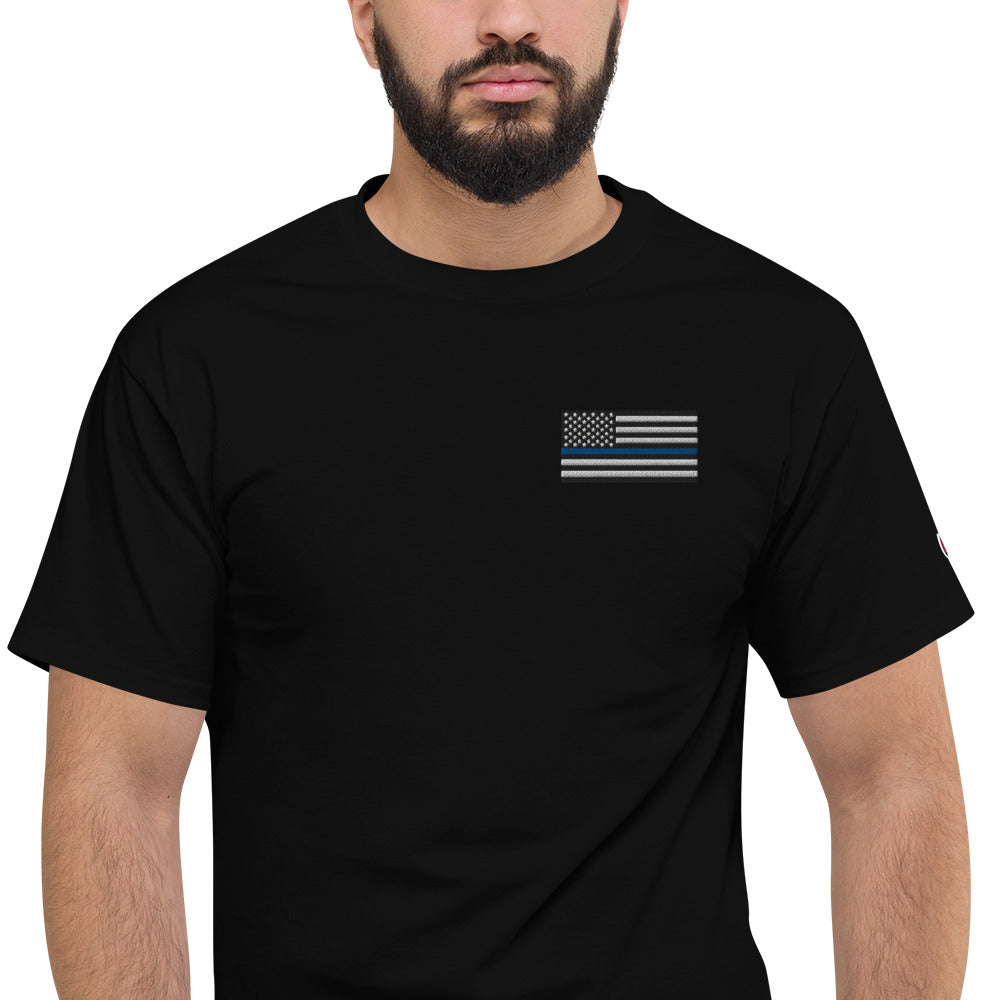 Thin Blue Line USA Flag Men's Champion Tee