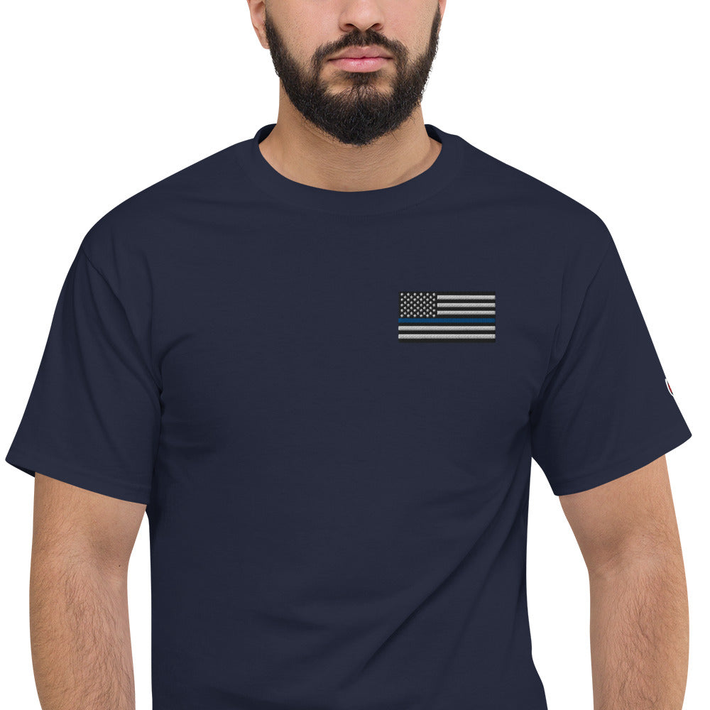 Thin Blue Line USA Flag Men's Champion Tee