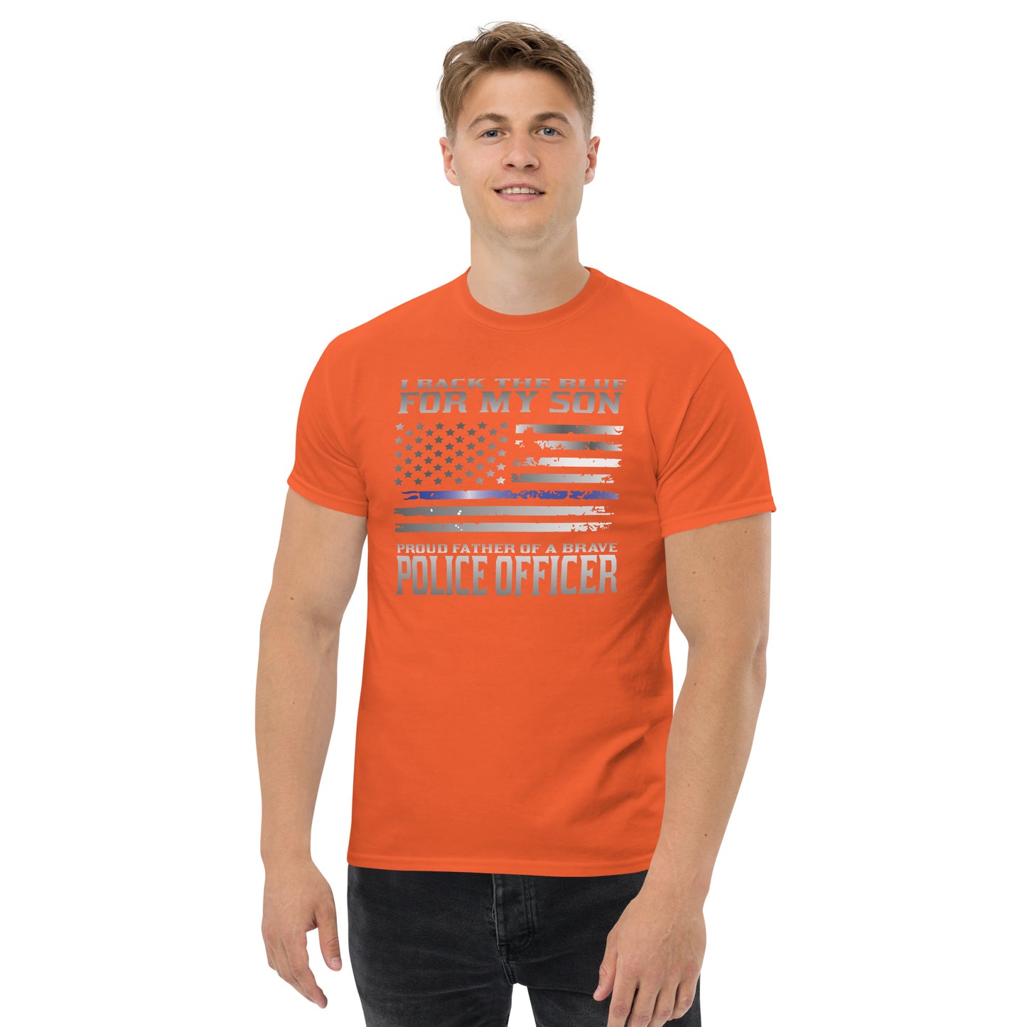 I Back The Blue For My Son Proud Father TBL Men's Classic Gildan Tee