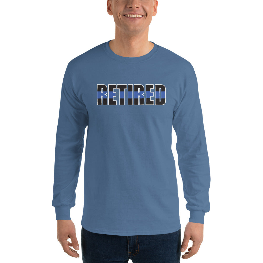 RETIRED Thin Blue Line Men’s Gildan Long Sleeve T-Shirt