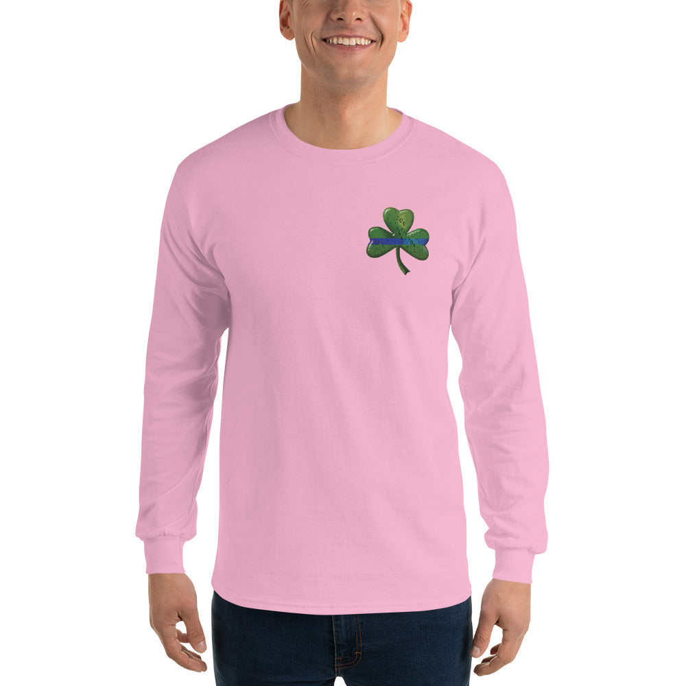 Thin Blue Line Shamrock Irish Long Sleeve Gildan T Shirt
