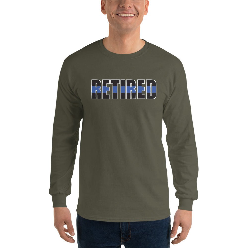 RETIRED Thin Blue Line Men’s Gildan Long Sleeve T-Shirt