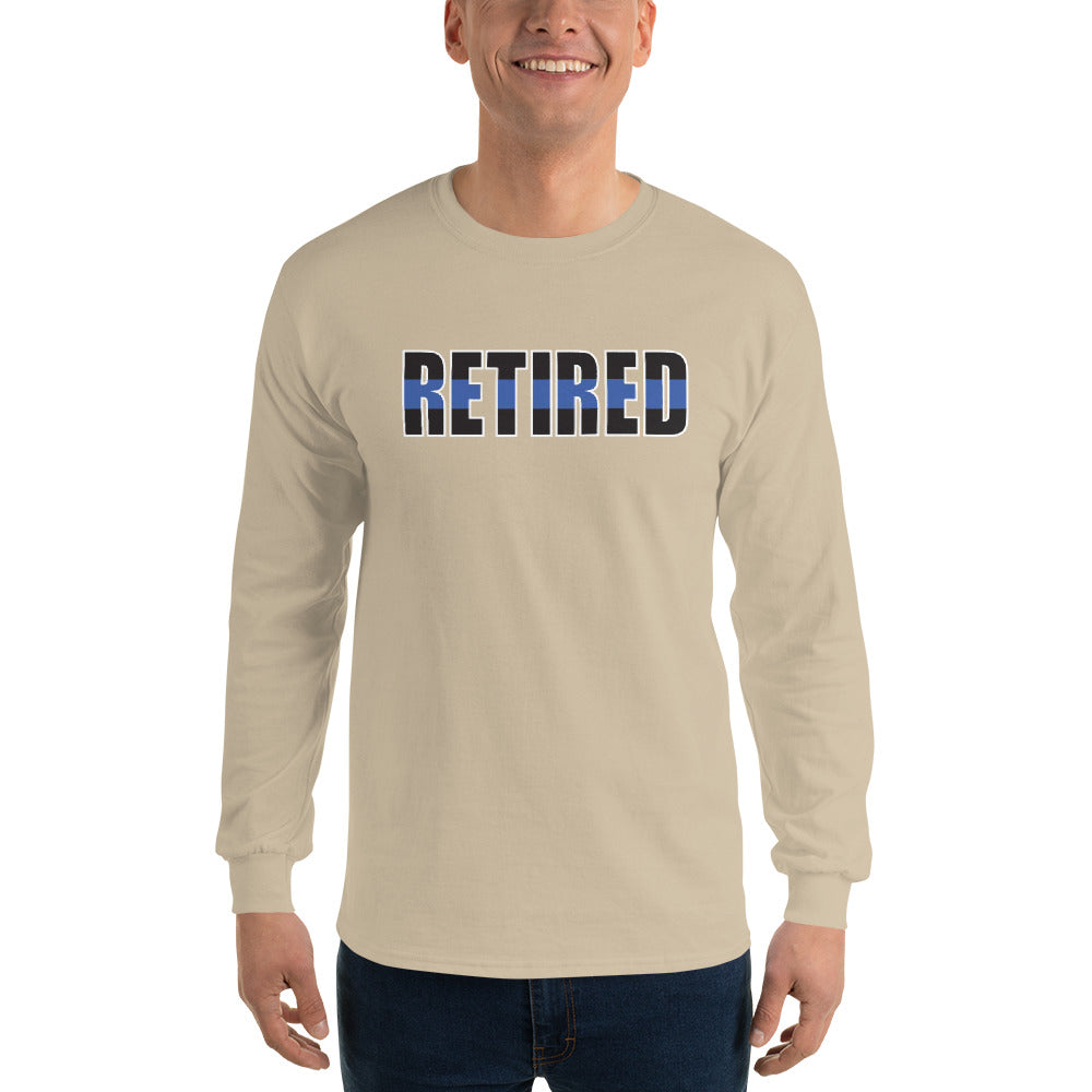 RETIRED Thin Blue Line Men’s Gildan Long Sleeve T-Shirt