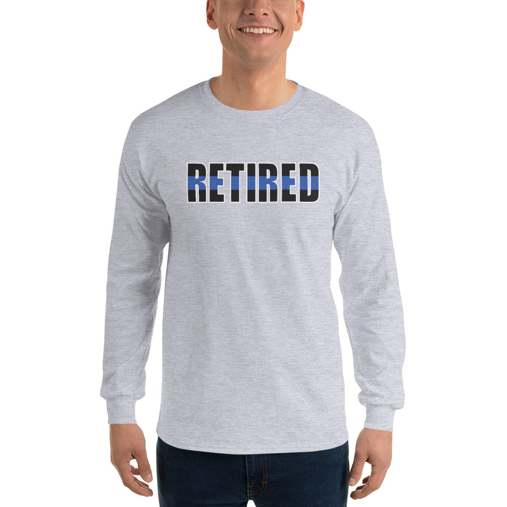 RETIRED Thin Blue Line Men’s Gildan Long Sleeve T-Shirt