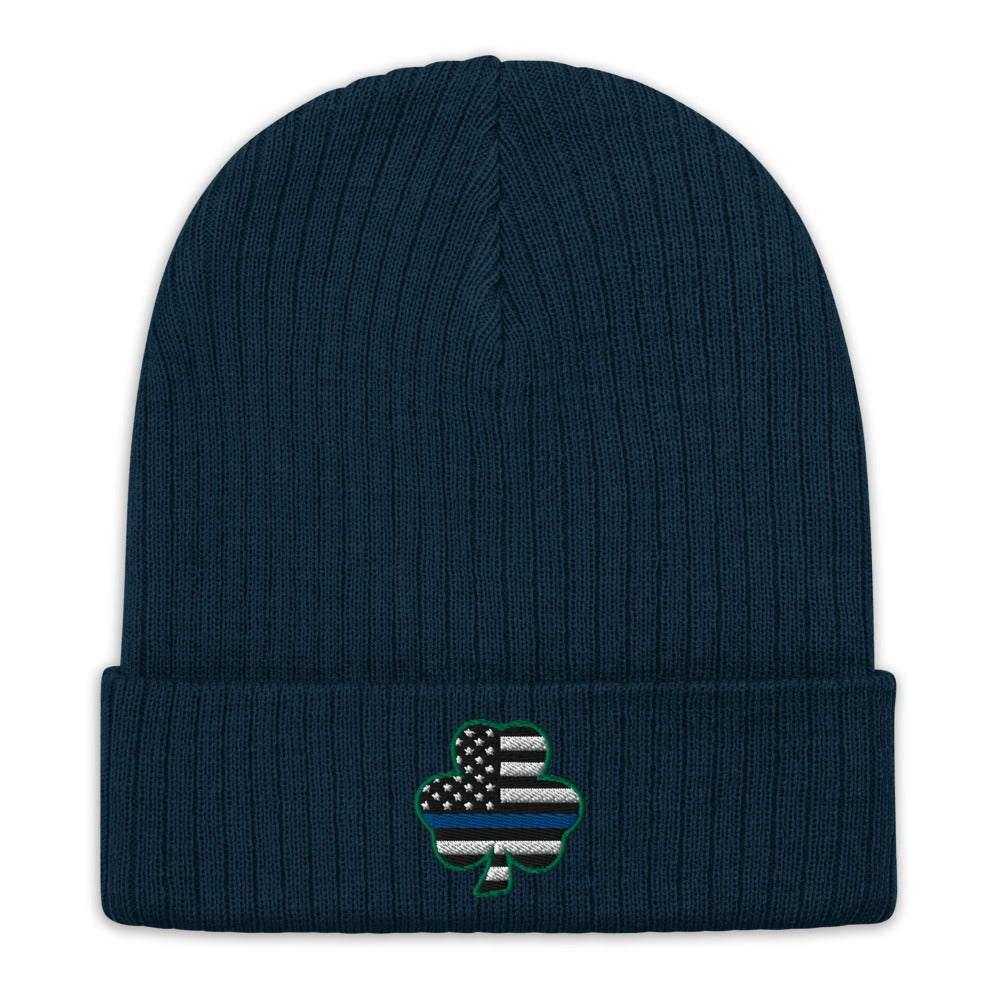 Thin Blue Line Shamrock Recycled Cuffed Beanie