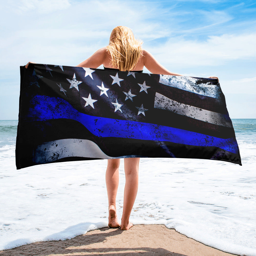 Thin Blue Line Towel Size: 30″ × 60″