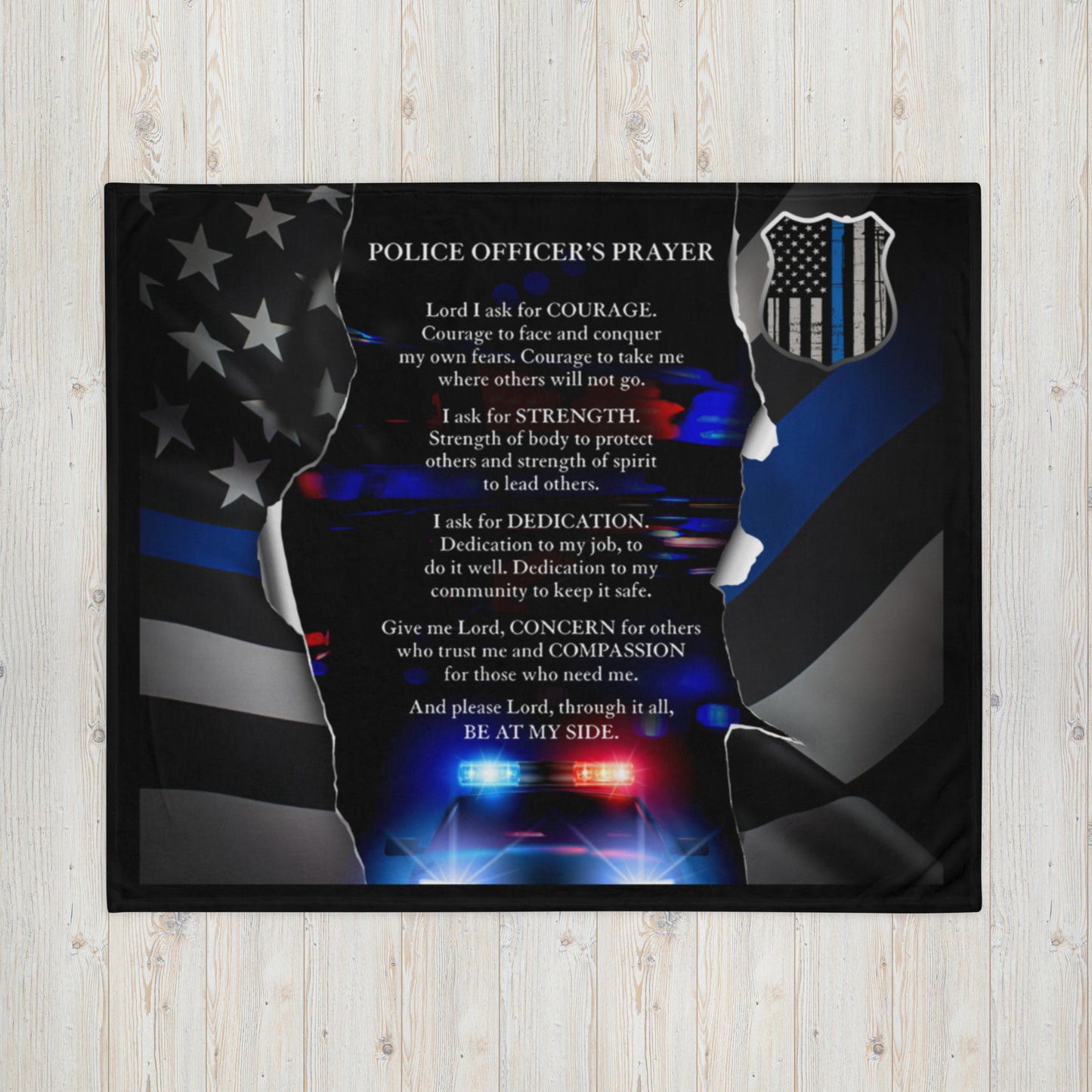 Police Officer's Prayer Throw Blanket 50″ × 60″