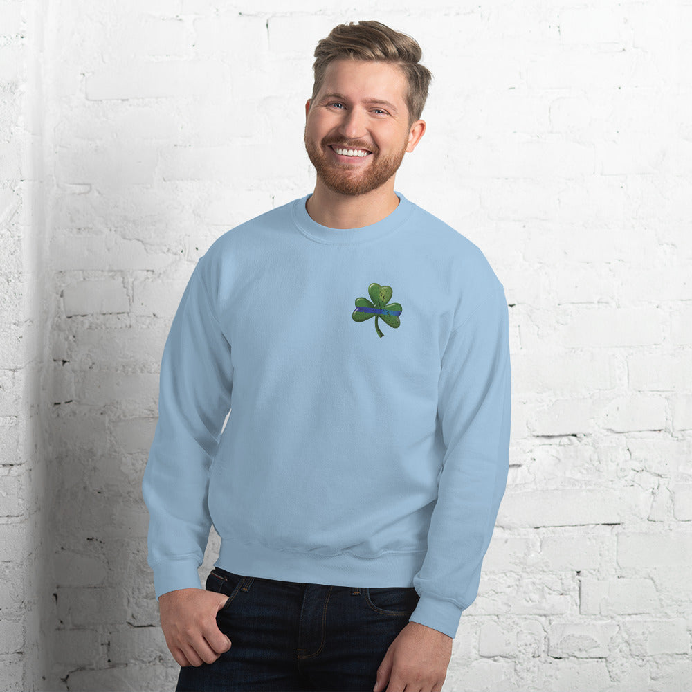 Thin Blue Line Irish Shamrock Gildan Unisex Crew Neck Sweatshirt