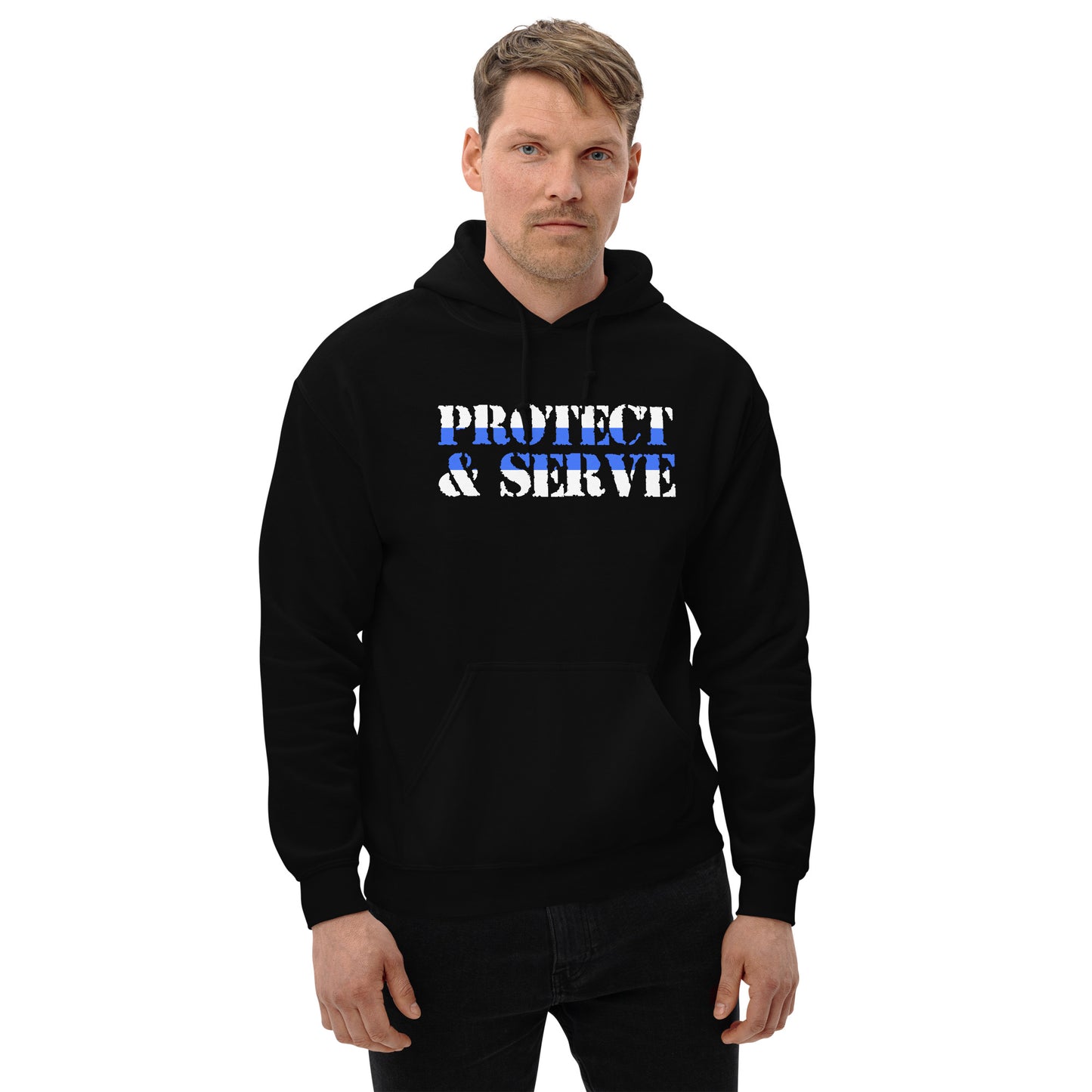 Protect and Servce Thin Blue Line Gildan Hoodie