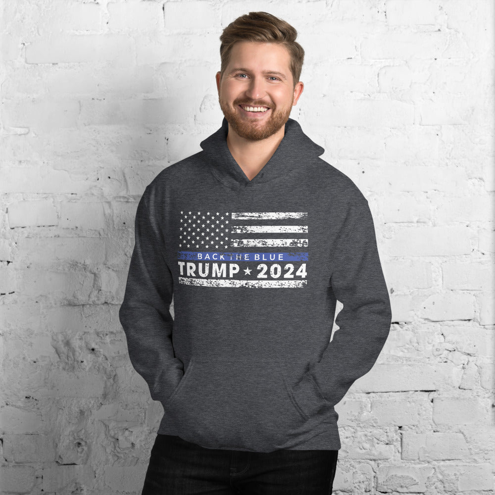 COPS for Trump Back The Blue Thin Blue Line Flag Trump 2024 Gildan Hoodie