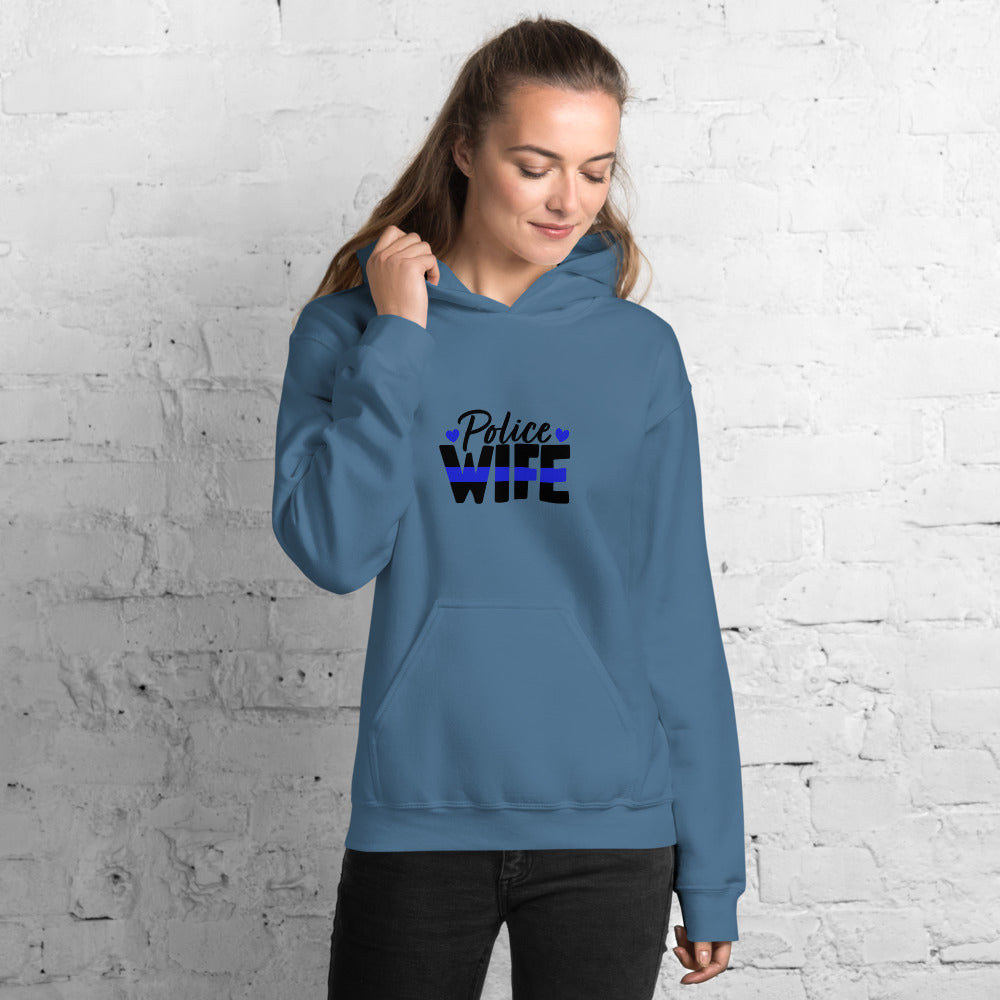 Police Wife, Thin Blue Line Heart Gildan Hooded Sweatshirt  ( Sizes Sm-5xl)