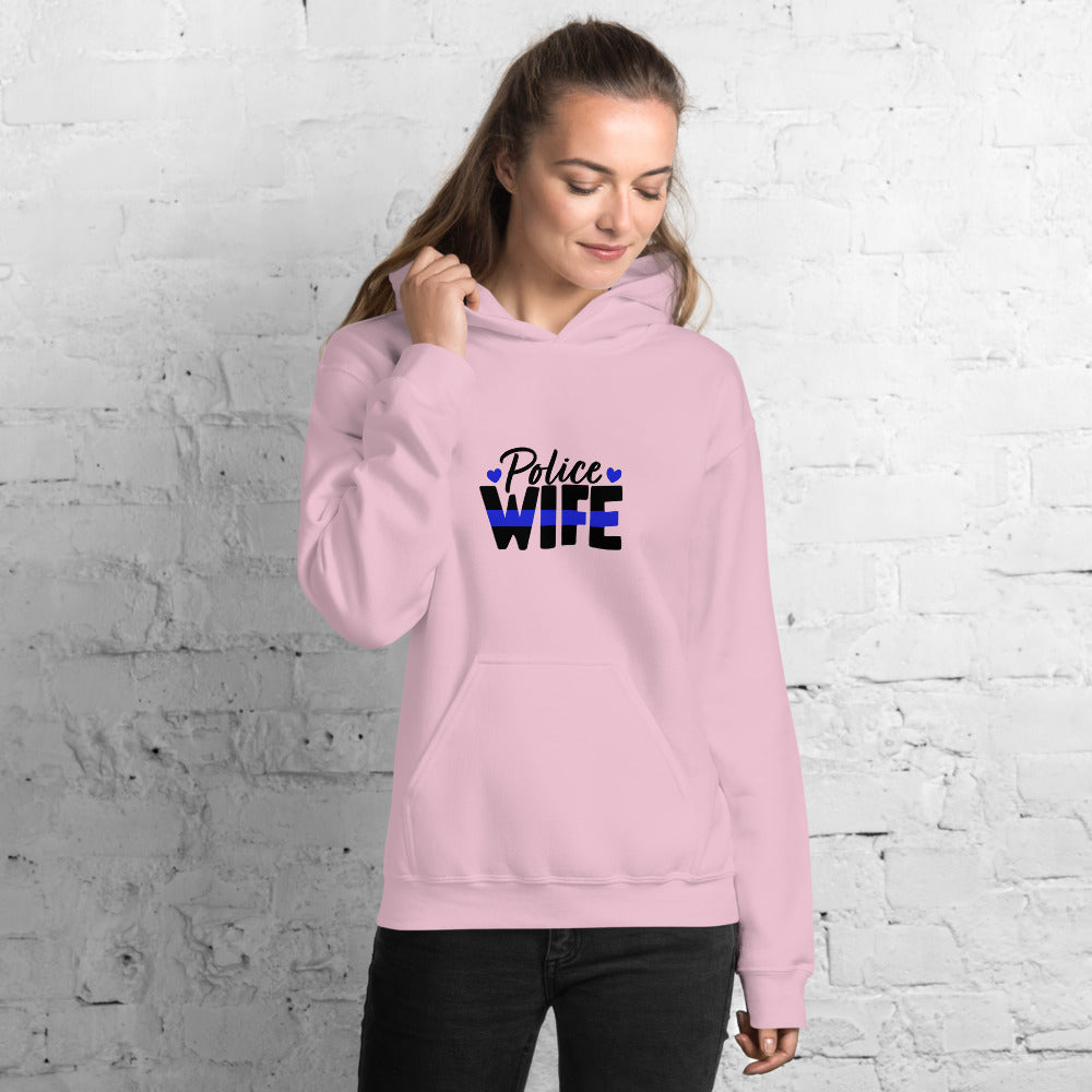 Police Wife, Thin Blue Line Heart Gildan Hooded Sweatshirt  ( Sizes Sm-5xl)