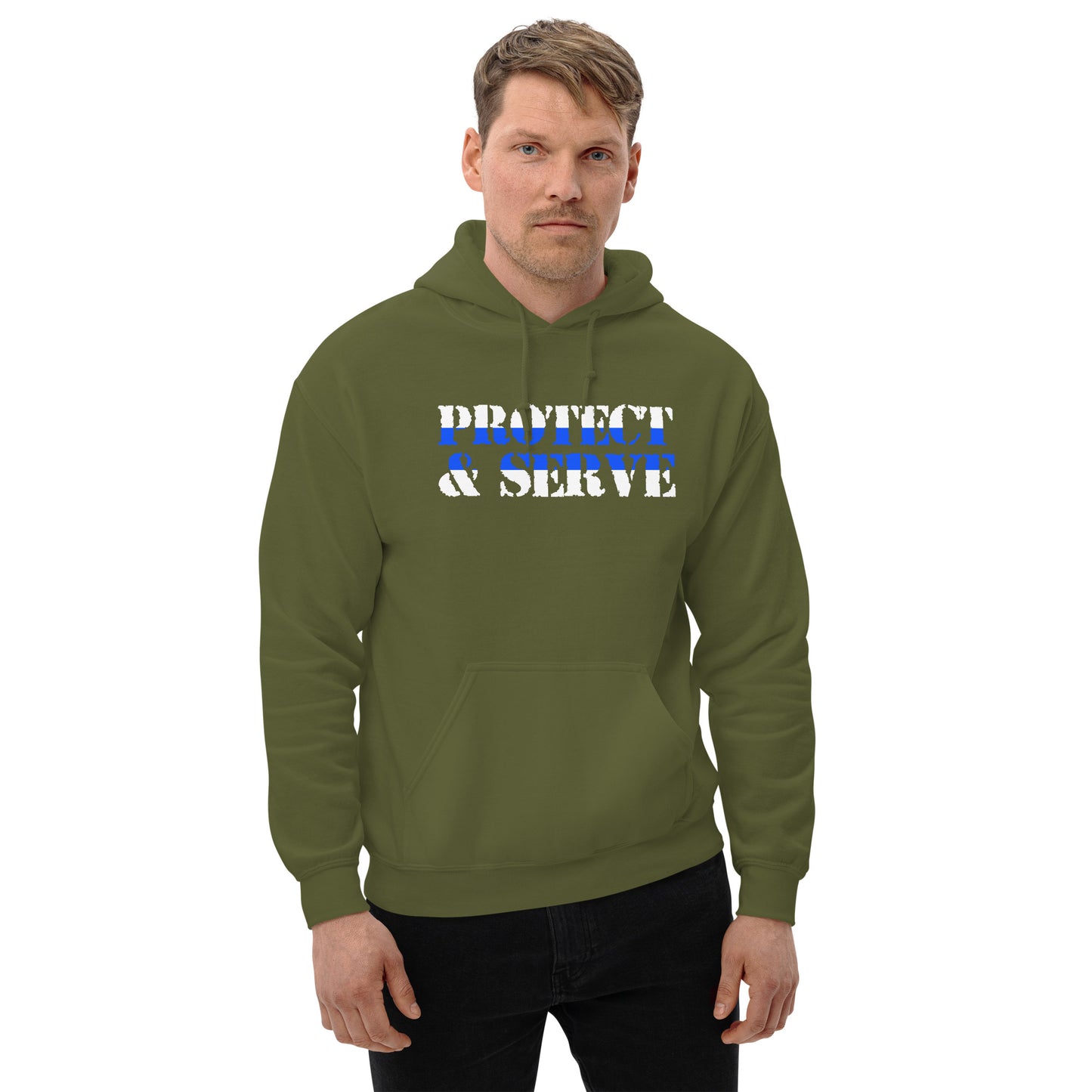 Protect and Servce Thin Blue Line Gildan Hoodie